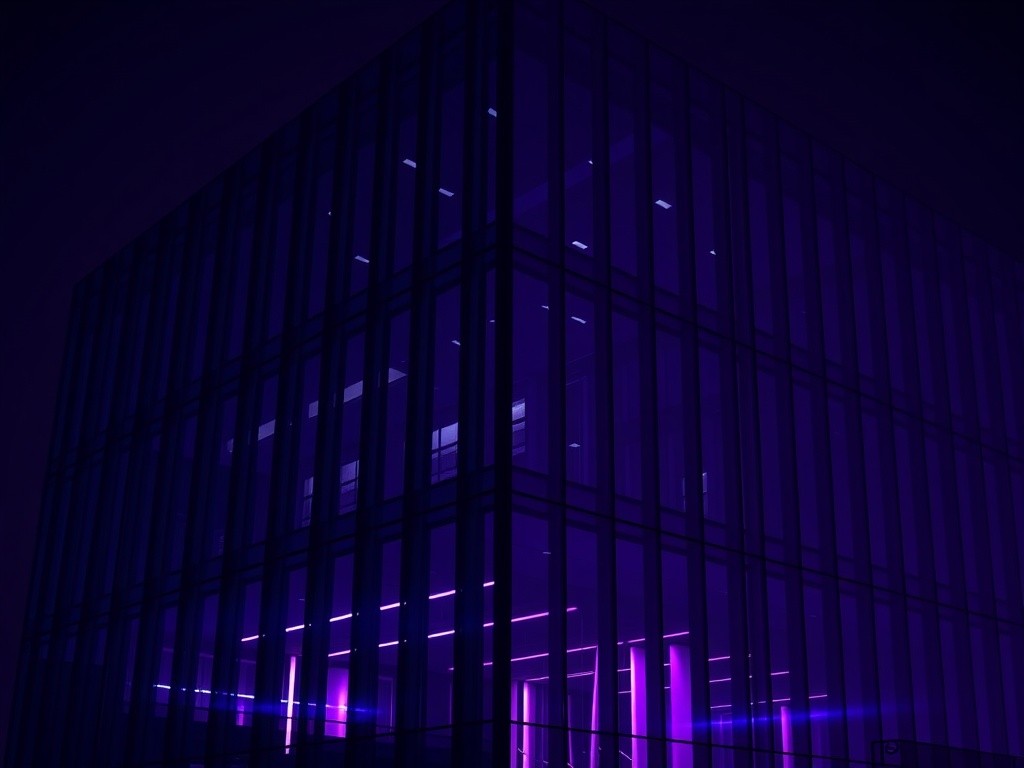 A high-contrast conceptual photo of a modern glass office bu